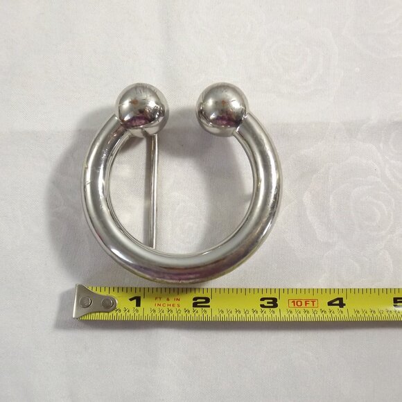 Distressed Bull Nose Ring Belt Buckle, Silver Tone Novelty Buckle - Picture 2 of 7